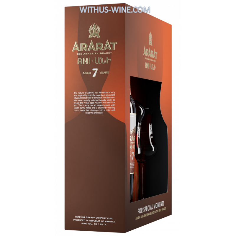 ARARAT ANI Brandy 7 years 700ml, 40% + 2 glasses