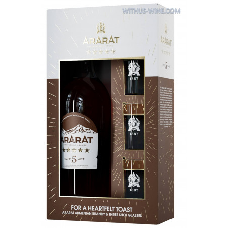 ARARAT Brandy 5 years 700ml, 40% + 3 glasses