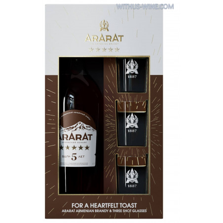 ARARAT Brandy 5 years 700ml, 40% + 3 glasses
