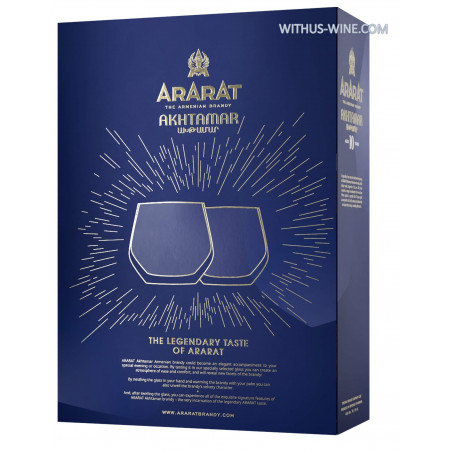 ARARAT AKHTAMAR Brandy 10 ans 700ml + 2 verres, 40% alc.